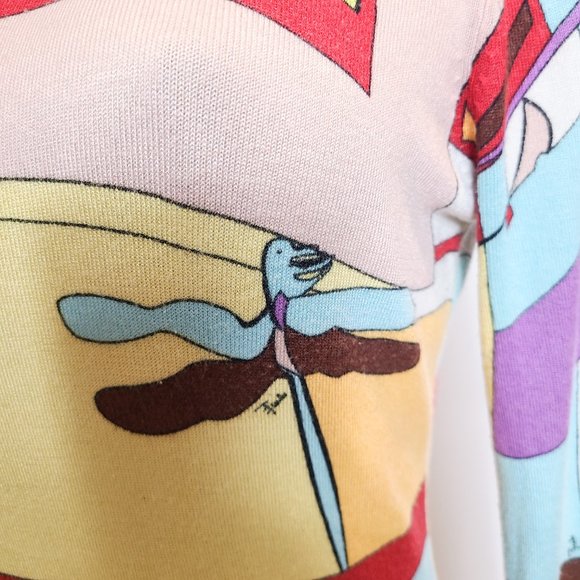 Emilio Pucci Iride Print Silk/Cotton Sweater Pullover Top - Size: 38 - Picture 4 of 16